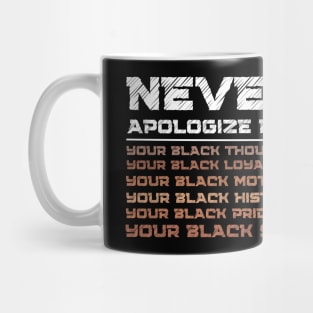 Never Apologize Black History Month BLM Melanin Pride Afro Proud Mug